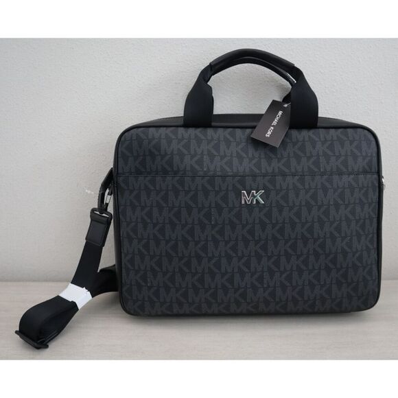 Michael Kors 87S5SEVA4B Unisex Black Monogram Everett Briefcase - Picture 1 of 13